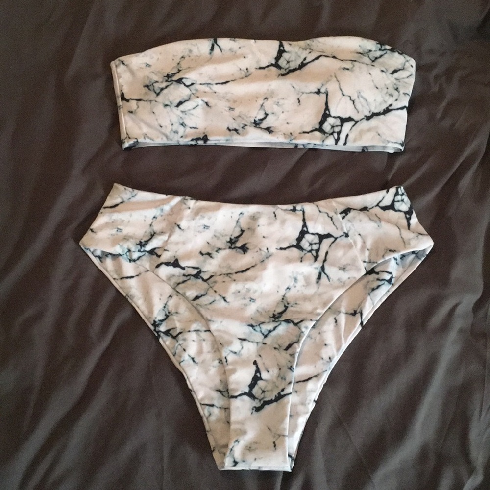 Marble high waisted bikini